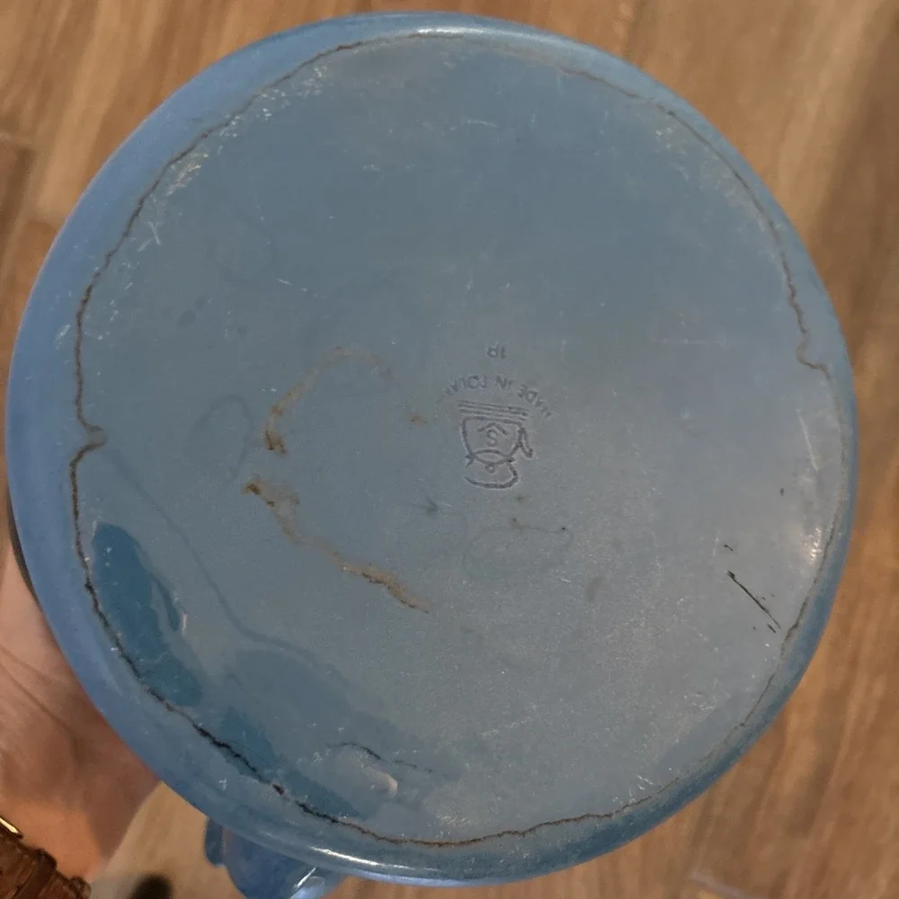 Vintage 1960's Robin egg Blue enamelware Small Teapot Made In Poland- No Lid